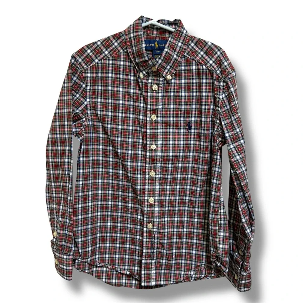 POLO‎ RALPH LAUREN Boys Shirt Multicolor S 8 Plaid Red Blue Green White Yellow